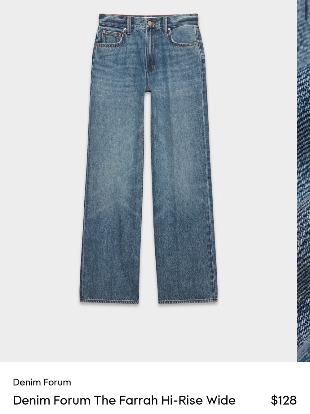 Denim Forum Wide-Leg Hi-Rise Jeans in Medium Blue